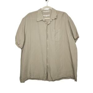 Vintage Perry Ellis Linen Blend XXL Oversized Boxy Button Shirt Grunge 90s